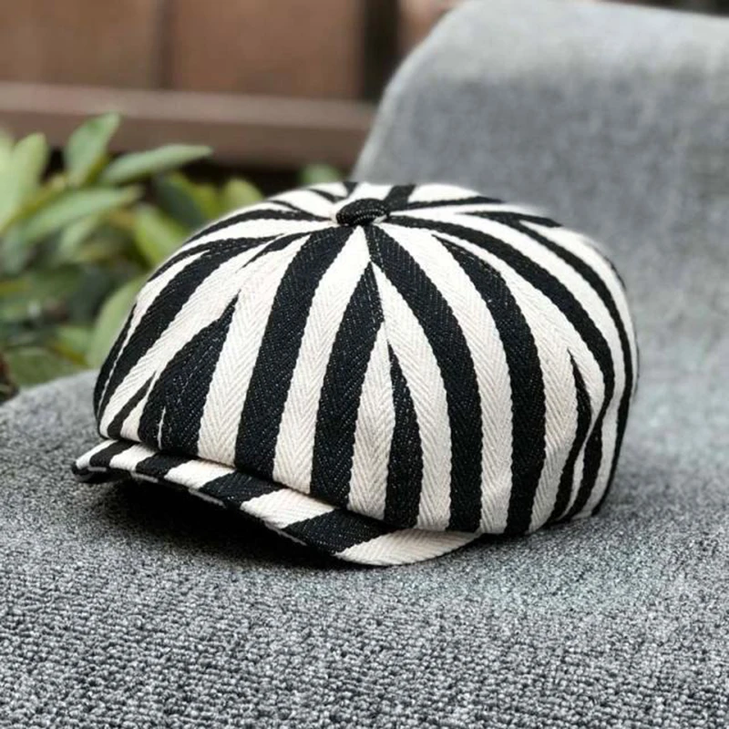 قبعة نيوزبوي قطنية مخططة ثماني - مراجعة Dad Hat Cotton وسعره