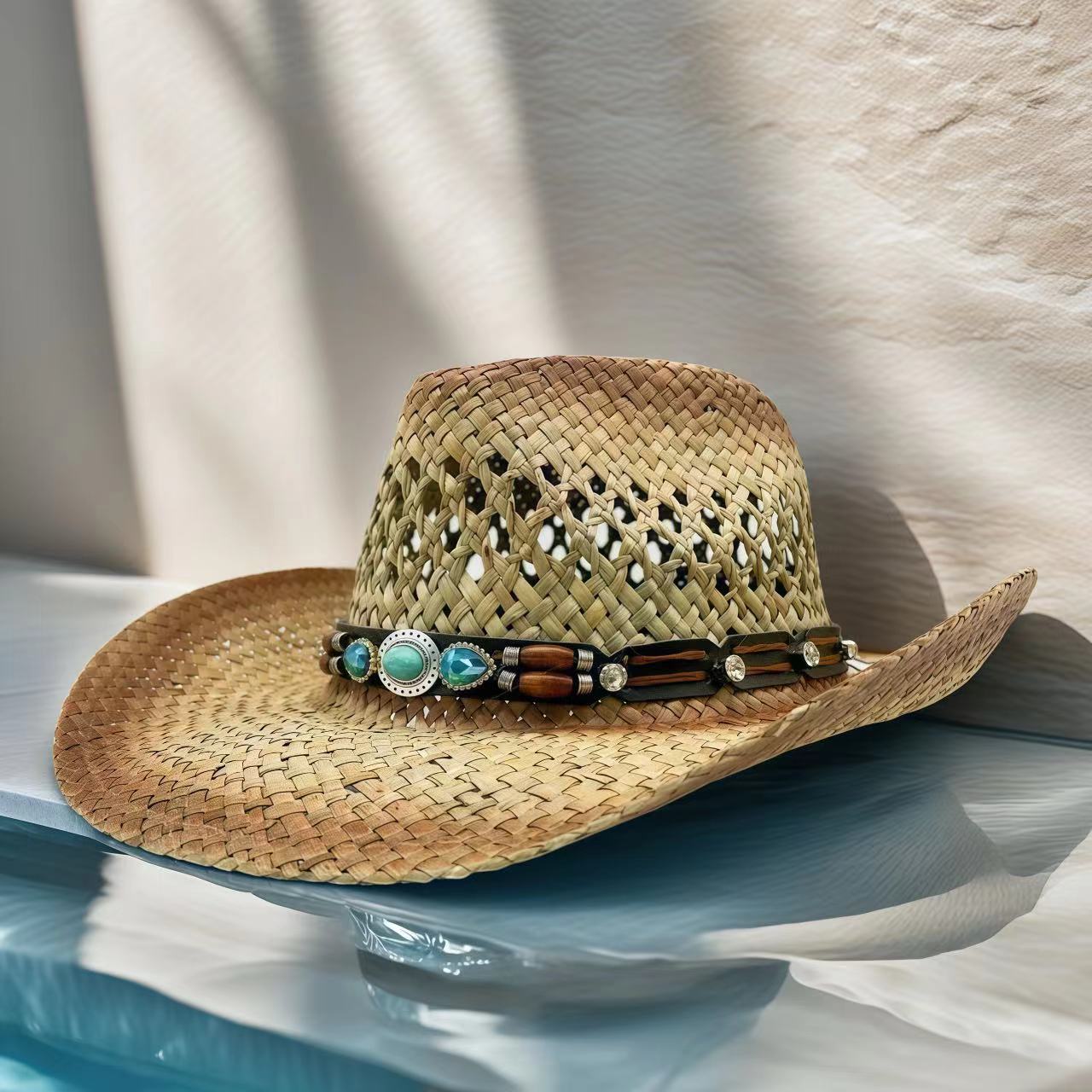قبعة رعاة البقر المرصعة بالأحج - مراجعة Cowboy Hat Straw وسعره